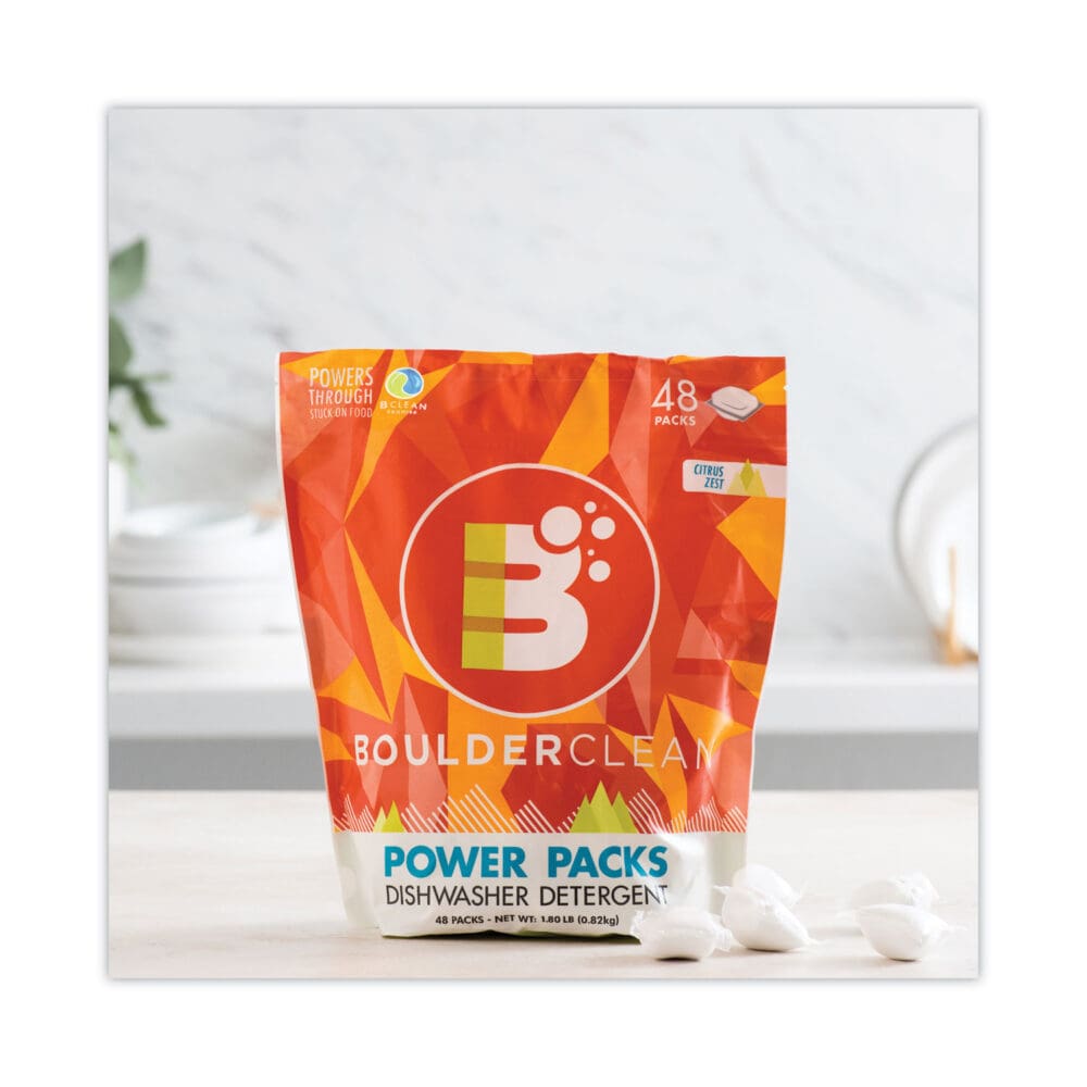 Dishwasher Detergent Power Packs, Citrus Zest, 48 Tab Pouch, 6/Carton - Image 2