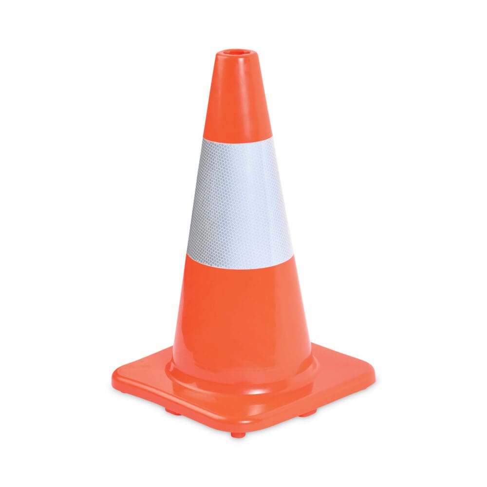 Traffic Cone, 10 x 10 x 18, Orange/Silver - Image 3