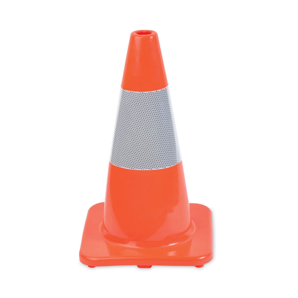 Traffic Cone, 10 x 10 x 18, Orange/Silver - Image 2