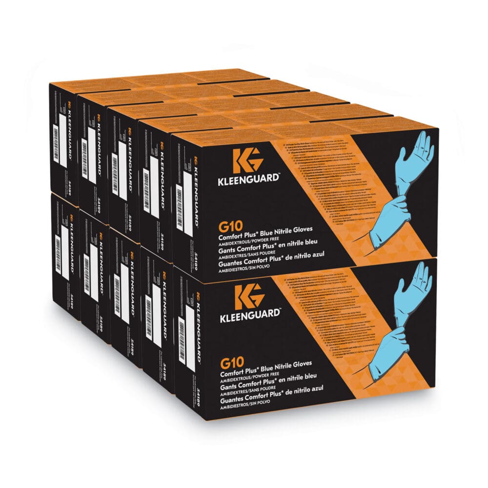 G10 Comfort Plus Blue Nitrile Gloves. Light Blue, X-Large, 100/Box - Image 5