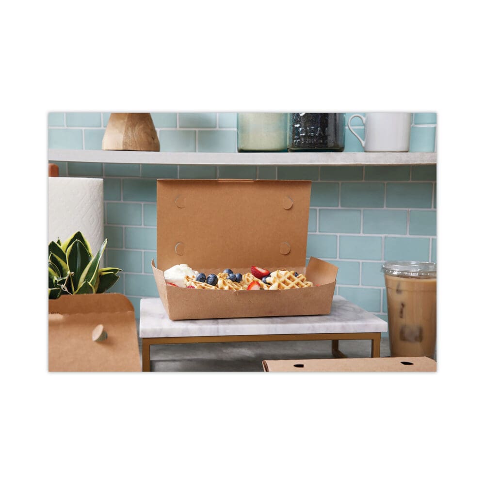 EarthChoice Tamper Evident OneBox Paper Box, 9 x 4.85 x 2, Kraft, 100/Carton - Image 3