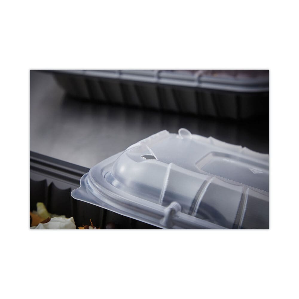 EarthChoice Entree2Go Takeout Container Vented Lid, 11.75 x 8.75 x 0.98, Clear, Plastic, 200/Carton - Image 2