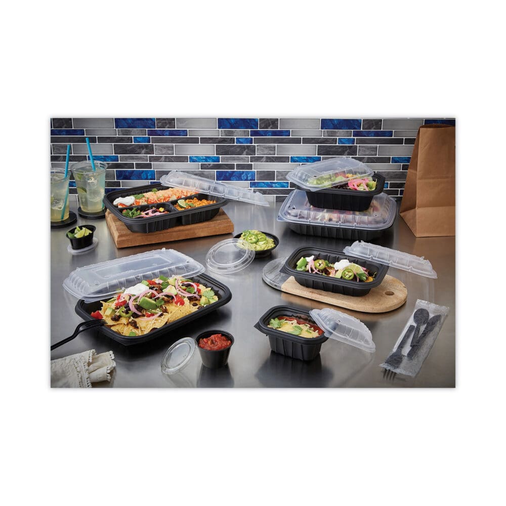 EarthChoice Entree2Go Takeout Container, 32 oz, 8.66 x 5.75 x 2.72, Black, Plastic, 300/Carton - Image 5