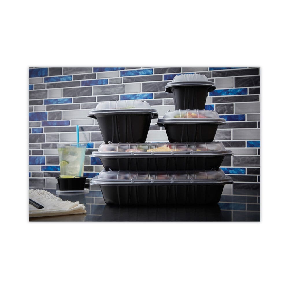 EarthChoice Entree2Go Takeout Container, 48 oz, 11.75 x 8.75 x 1.61, Black, Plastic, 200/Carton - Image 4