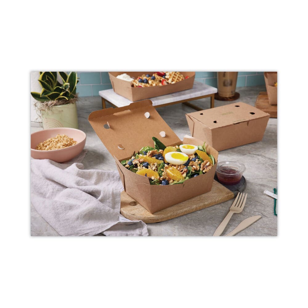 EarthChoice Tamper Evident OneBox Paper Box, 4.5 x 4.5 x 3.25, Kraft, 200/Carton - Image 2