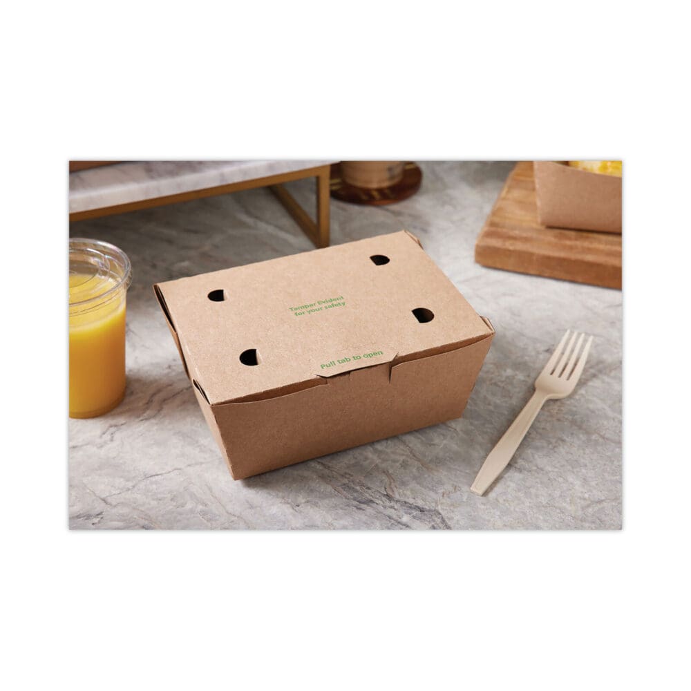 EarthChoice Tamper Evident OneBox Paper Box, 6.54 x 4.5 x 3.25, Kraft, 160/Carton - Image 3