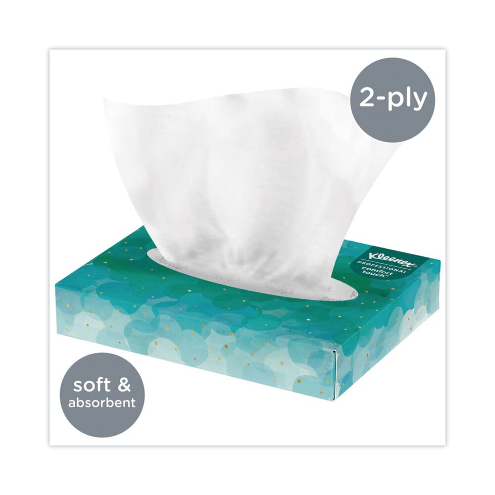 White Facial Tissue Junior Pack, 2-Ply, 48 Sheets/Box, 64 Boxes/Carton - Image 2