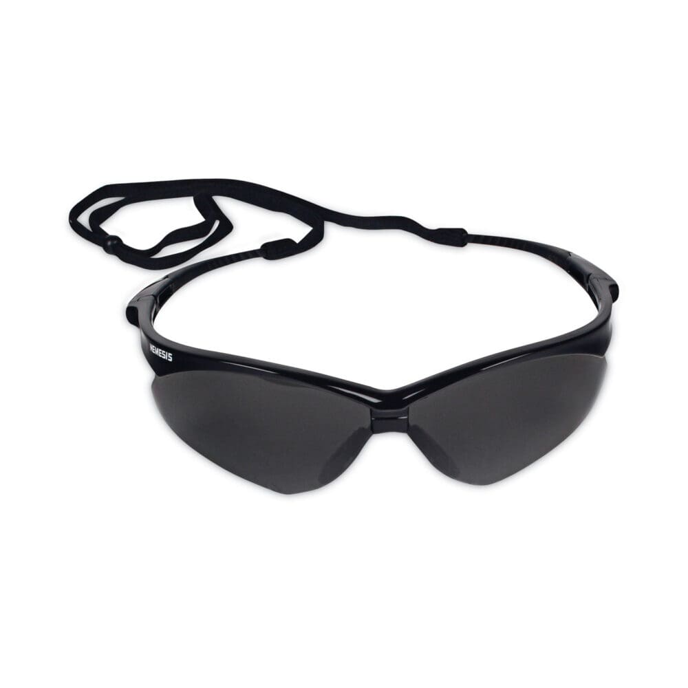 V30 Nemesis Safety Glasses, Black Frame, Smoke Anti-Fog Lens - Image 2