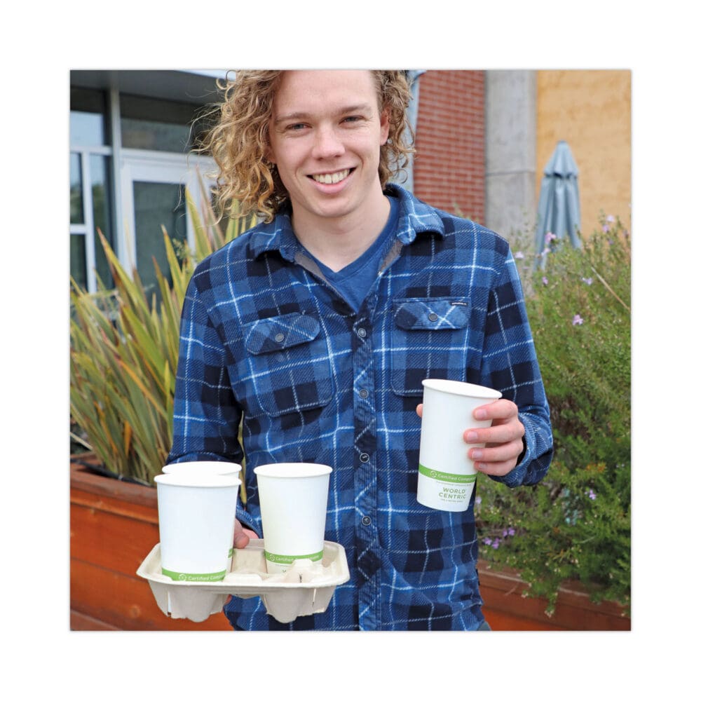 Fiber Cup Carriers, 8 oz to 22 oz Cups, Four Cups, Natural, 600/Carton - Image 9