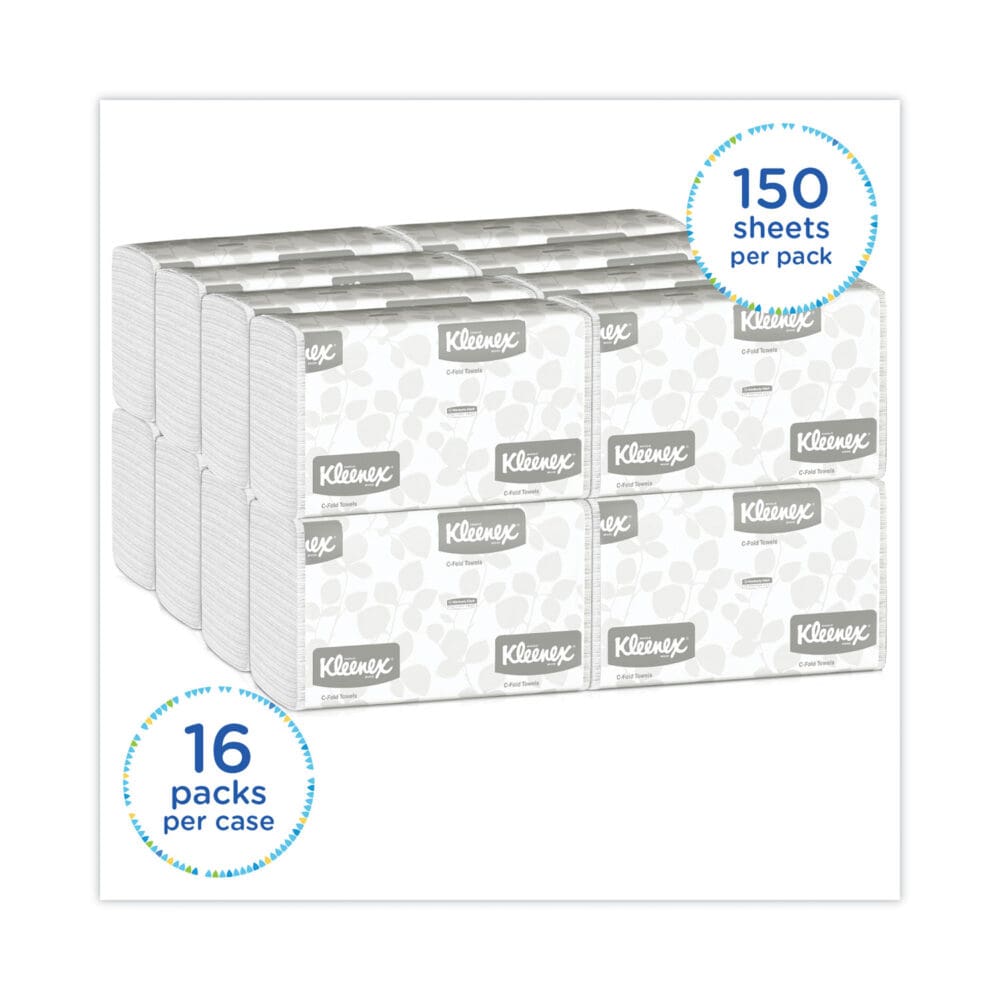 C-Fold Paper Towels, 1-Ply, 10.13 x 13.15, White, 150/Pack, 16 Packs/Carton - Image 6