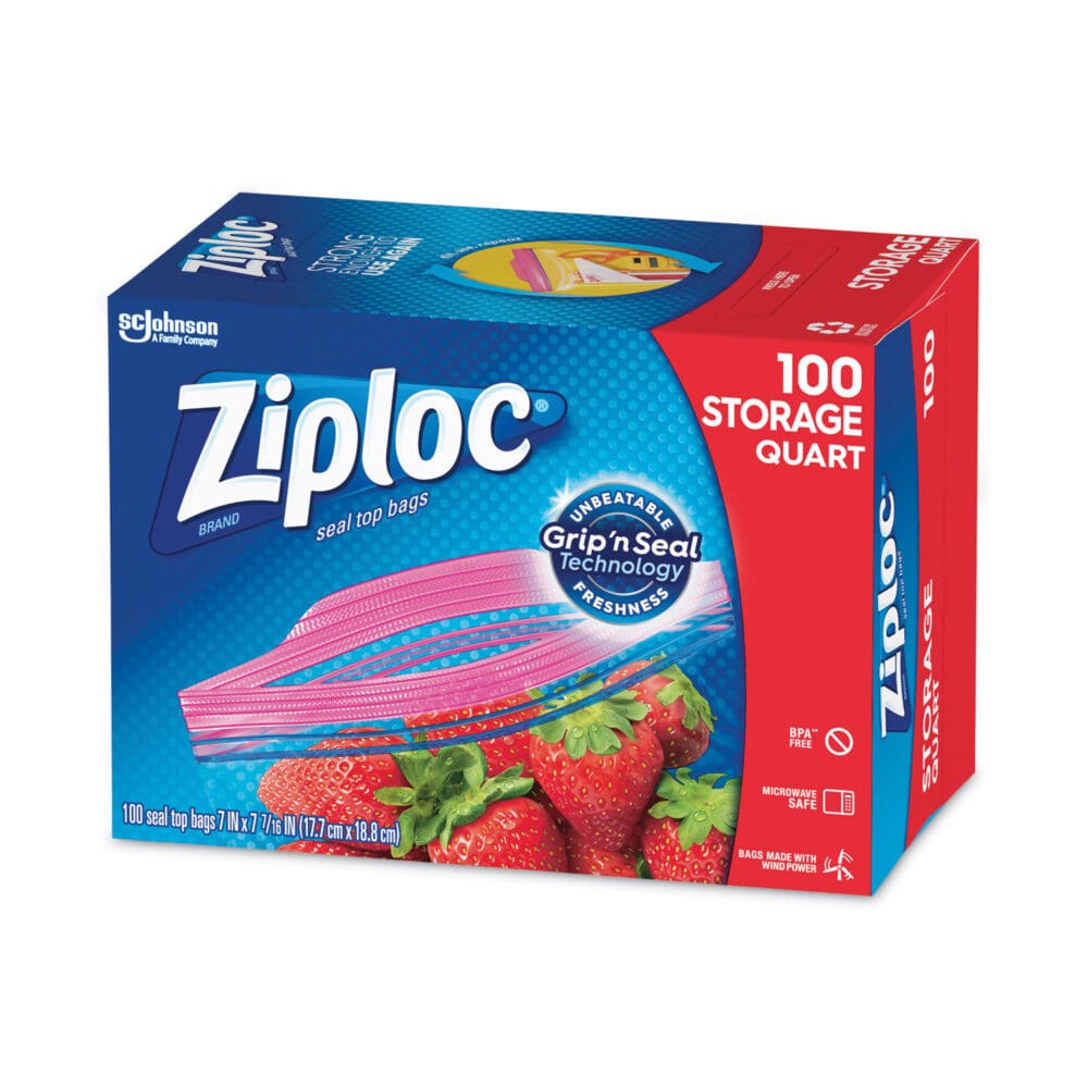 Seal Top Bags, 1 qt, 7.44" x 7", Clear, 100/Box - Image 2