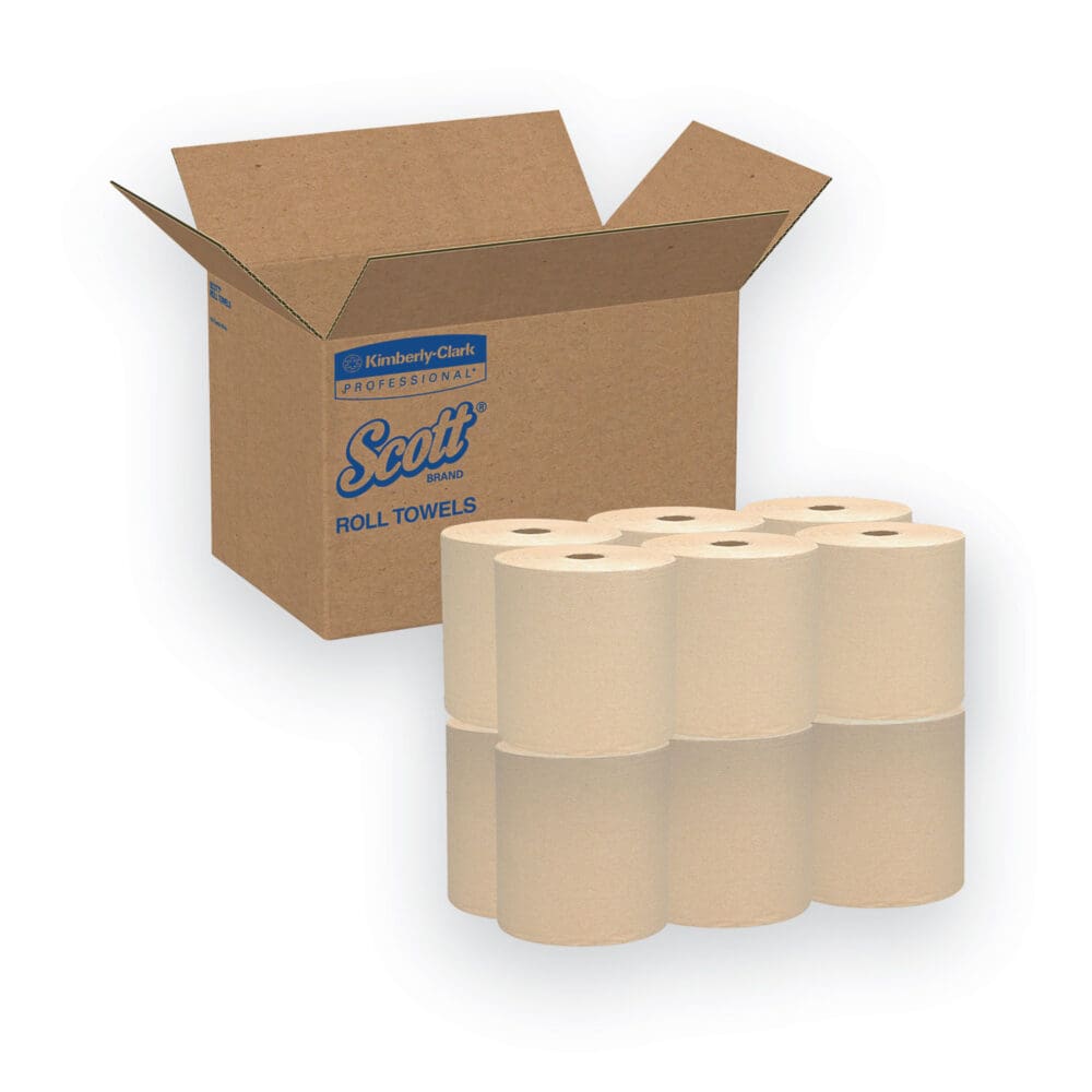 Essential Hard Roll Towels for Business, 1-Ply, 8" x 800 ft, 1.5" Core, Natural, 12 Rolls/Carton - Image 5