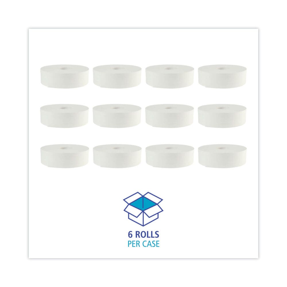 JRT Bath Tissue, Jumbo, Septic Safe, 2-Ply, White, 3.5" x 2,000 ft, 12" dia, 6 Rolls/Carton - Image 4