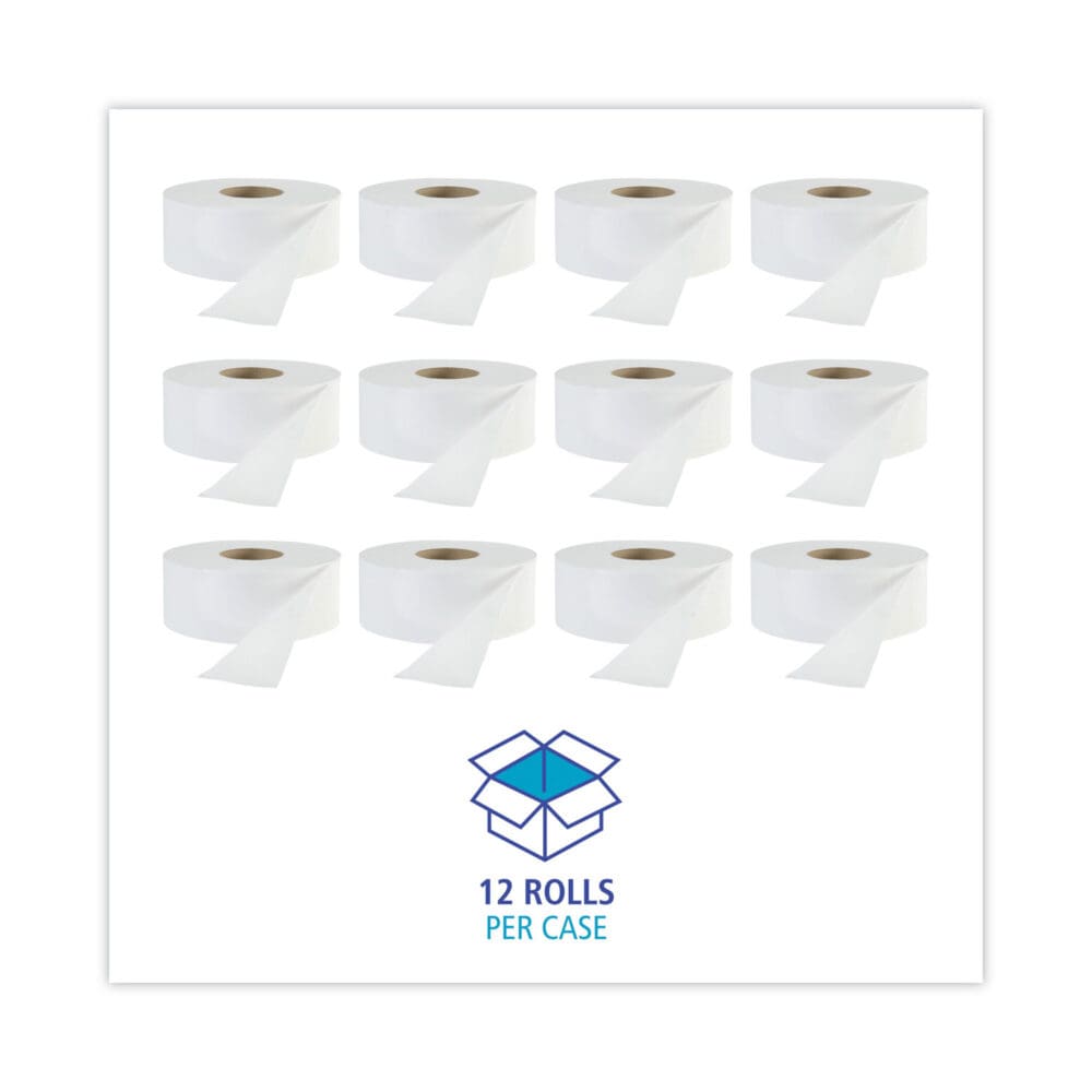 JRT Jr. Bath Tissue, Jumbo, Septic Safe, 1-Ply, White, 3.3" x 2,000 ft, 12/Carton - Image 2