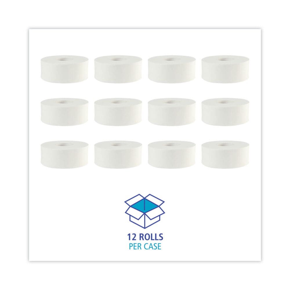 JRT Bath Tissue, Jumbo, Septic Safe, 2-Ply, White, 3.3" x 1,000 ft, 12 Rolls/Carton - Image 3