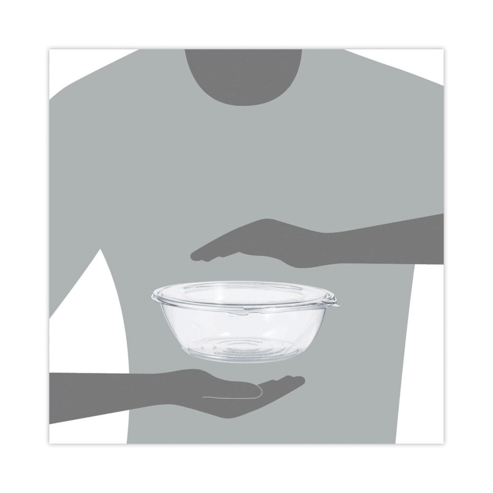 Tamper-Resistant, Tamper-Evident Bowls with Flat Lid, 48 oz, 8.9" Diameter x 2.8"h, Clear, Plastic, 100/Carton - Image 4