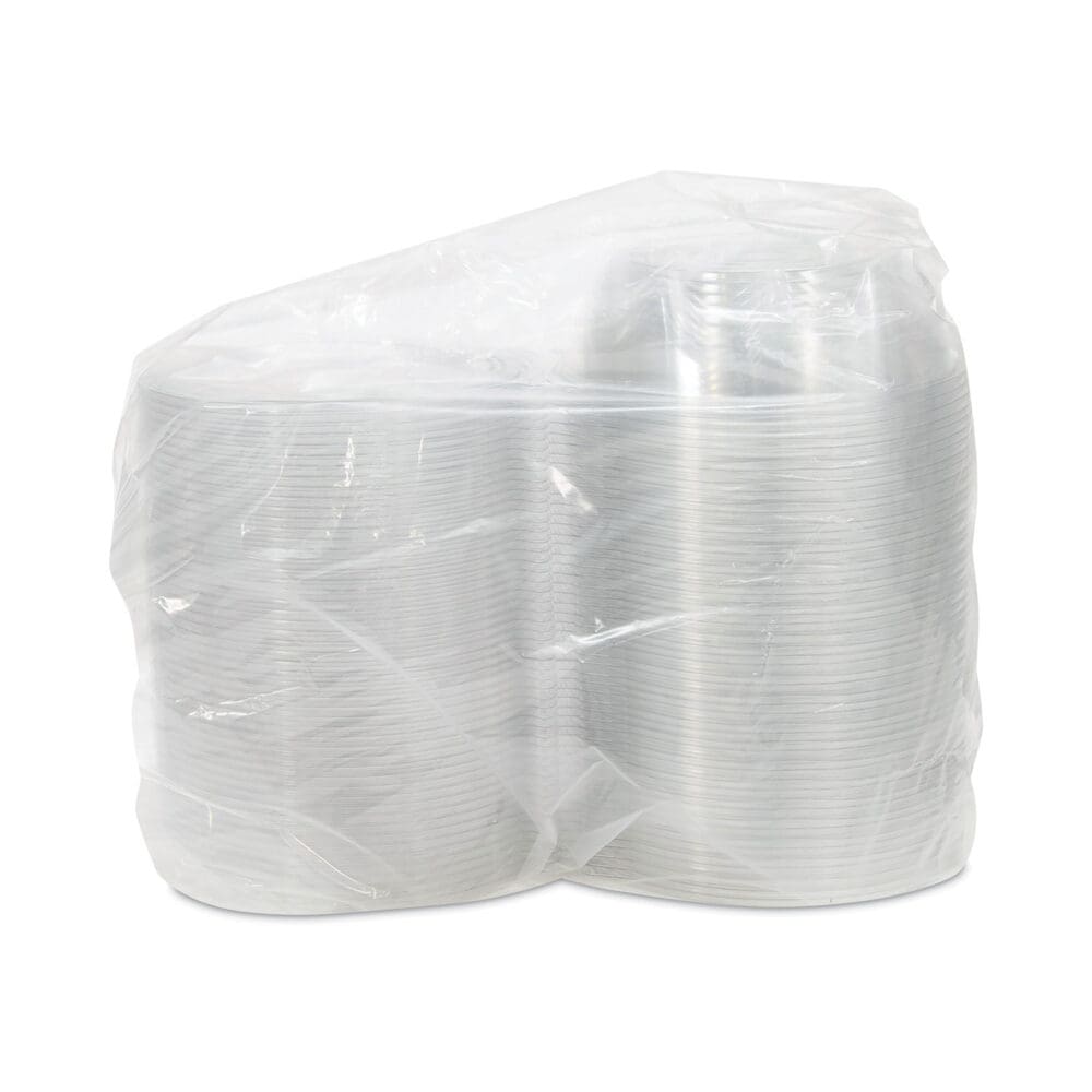 Tamper-Resistant, Tamper-Evident Bowls with Flat Lid, 48 oz, 8.9" Diameter x 2.8"h, Clear, Plastic, 100/Carton - Image 2