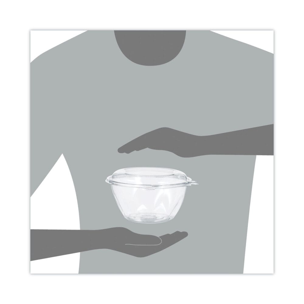 Tamper-Resistant, Tamper-Evident Bowls with Dome Lid, 32 oz, 7" Diameter x 3.4"h, Clear, Plastic, 150/Carton - Image 4