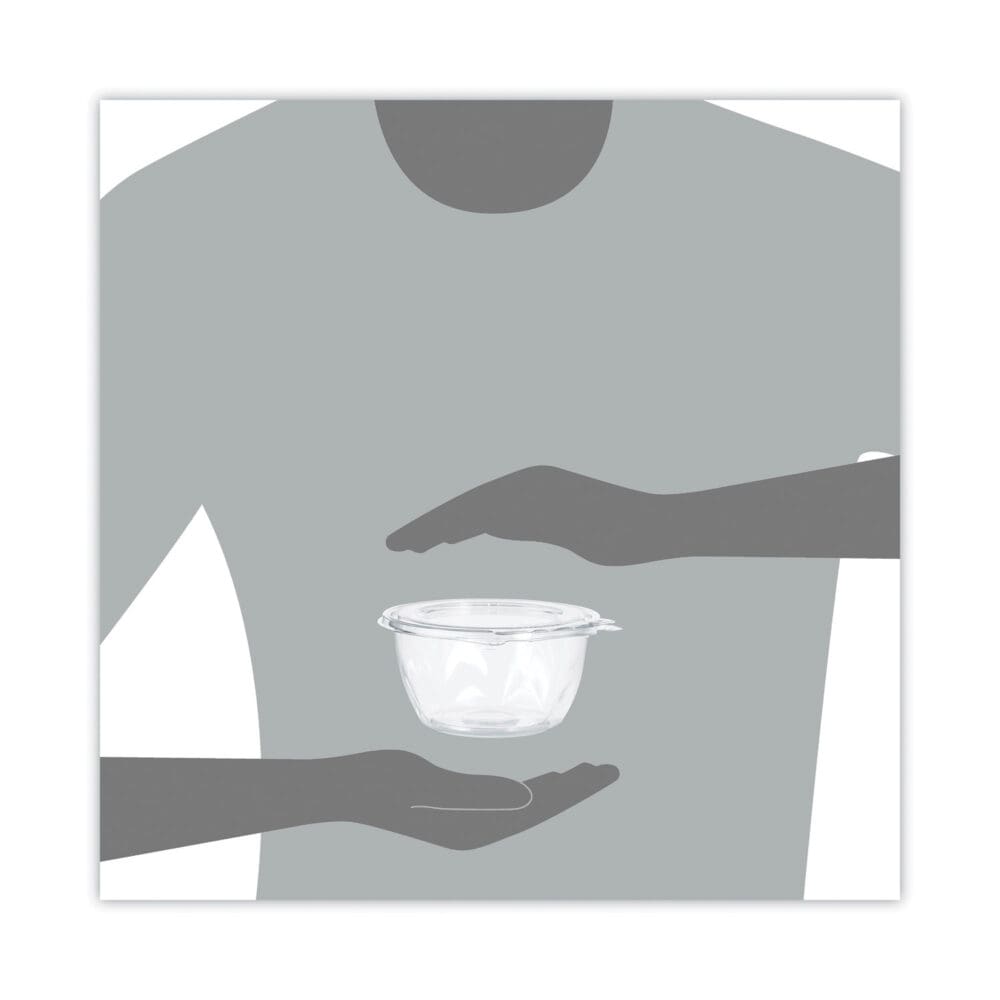 Tamper-Resistant, Tamper-Evident Bowls with Flat Lid, 16 oz, 5.5" Diameter x 2.7"h, Clear, Plastic, 240/Carton - Image 4