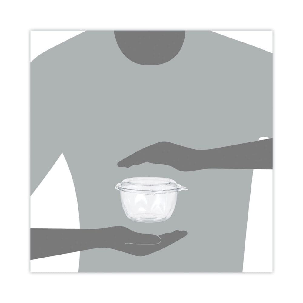 Tamper-Resistant, Tamper-Evident Bowls with Dome Lid, 16 oz, 5.5" Diameter x 3.1"h, Clear, Plastic, 240/Carton - Image 4