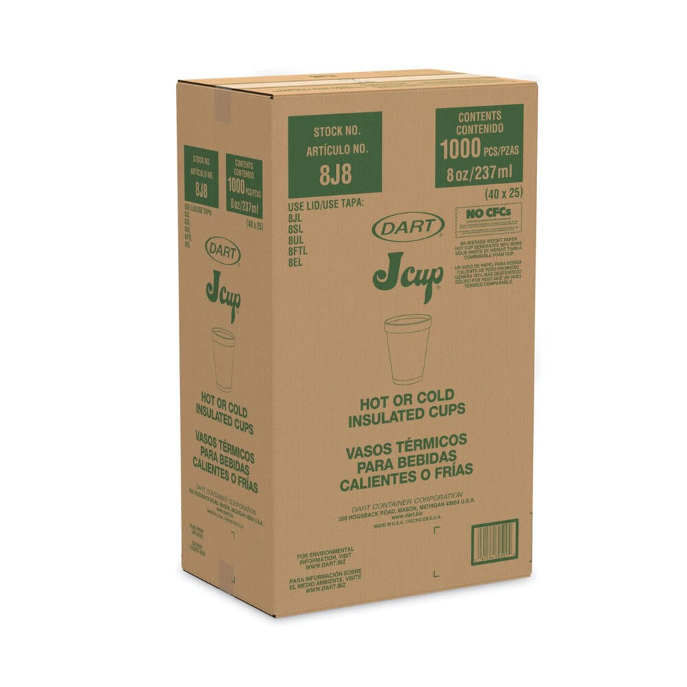 Foam Drink Cups, 8 oz, White, 25/Bag, 40 Bags/Carton - Image 5
