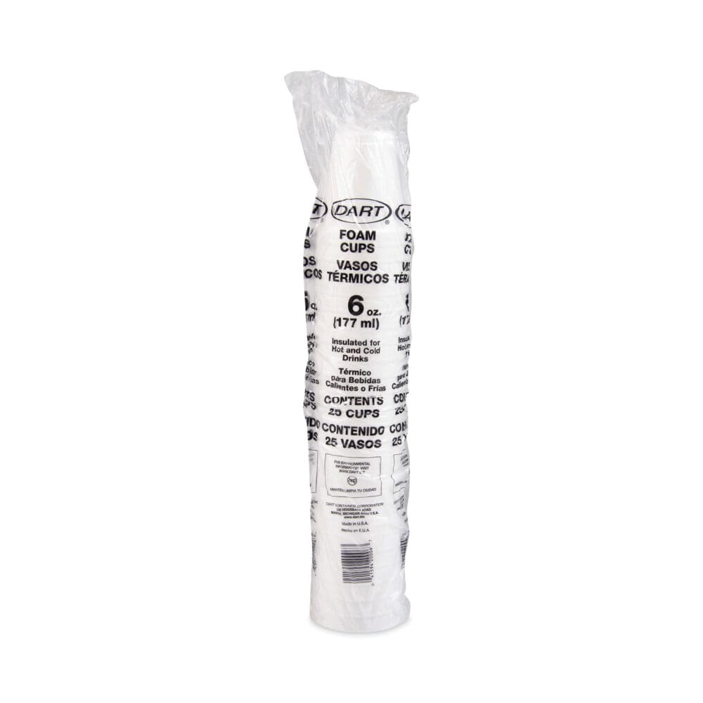 Foam Drink Cups, 6 oz, White, 25/Bag, 40 Bags/Carton - Image 4