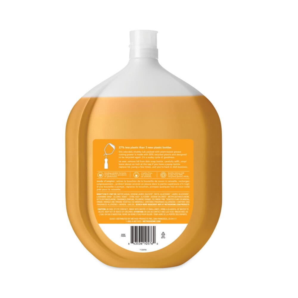 Dish Soap Refill Tub, Clementine Scent, 54 oz Tub, 4/Carton - Image 4