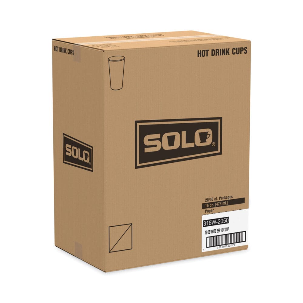 Single-Sided Poly Paper Hot  Cups, 16 oz, White, 50 Sleeve, 20 Sleeves/Carton - Image 5