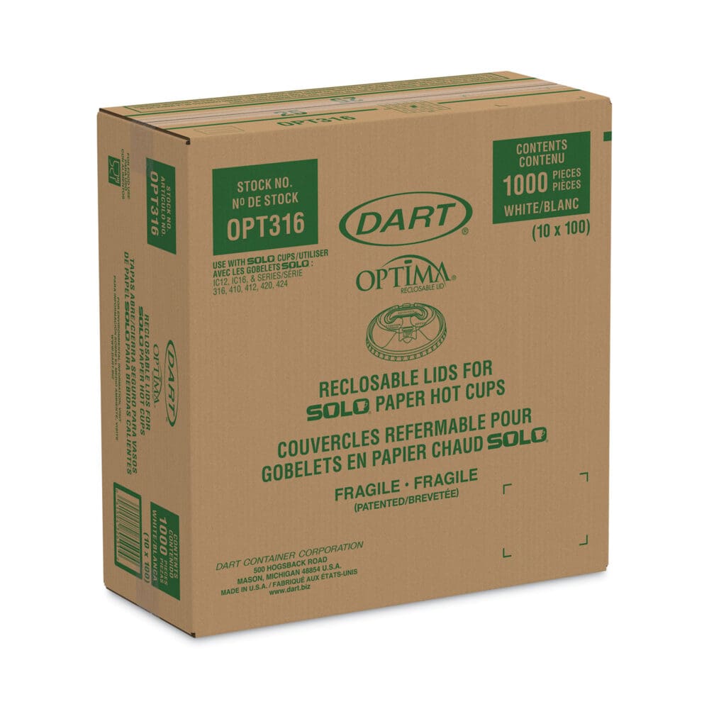 Optima Reclosable Lids for Hot Paper Cups, Fits 10 oz to 24 oz Cups, White, 1,000/Carton - Image 4