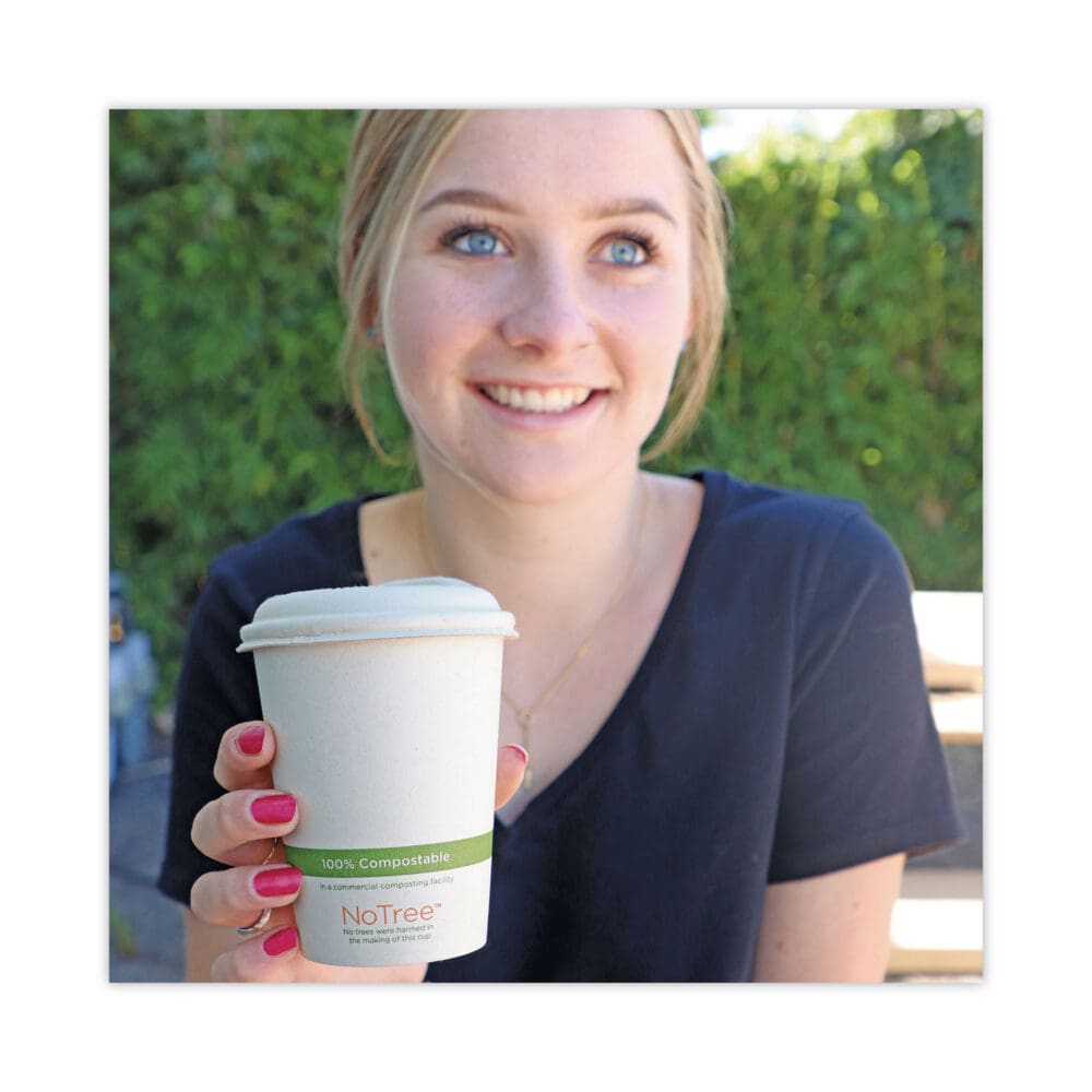 PLA Lids for Hot Cups, Fits 10 oz to 20 oz Cups, White, 1,000/Carton - Image 9