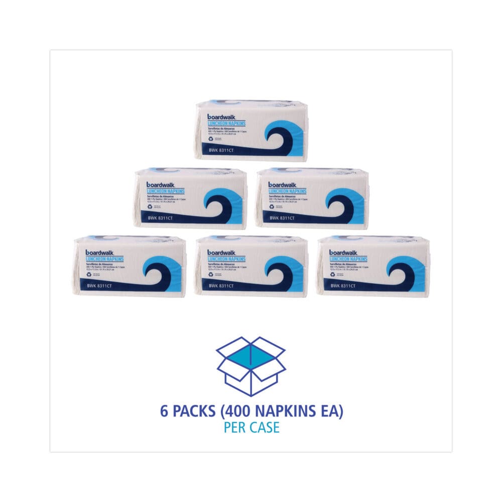 Office Packs Lunch Napkins, 1-Ply, 12 x 12, White, 2,400/Carton - Image 2