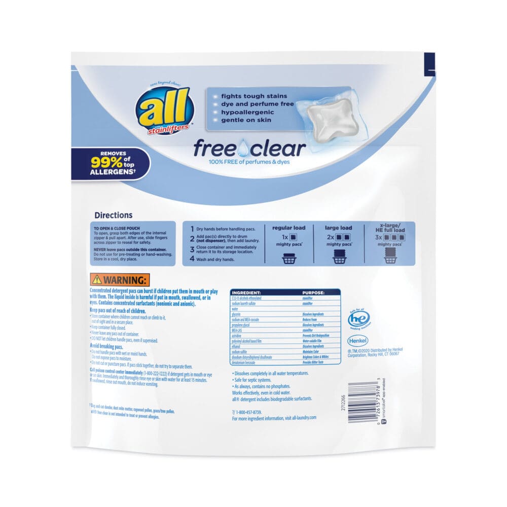 Mighty Pacs Free and Clear Super Concentrated Laundry Detergent, 39/Pack - Image 5