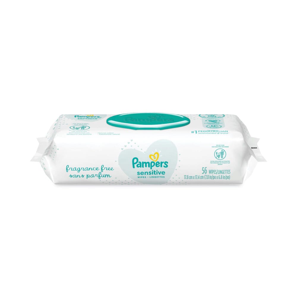 Sensitive Baby Wipes, 1-Ply, 6.8 x 7,  Unscented, White, 56/Pack - Image 5