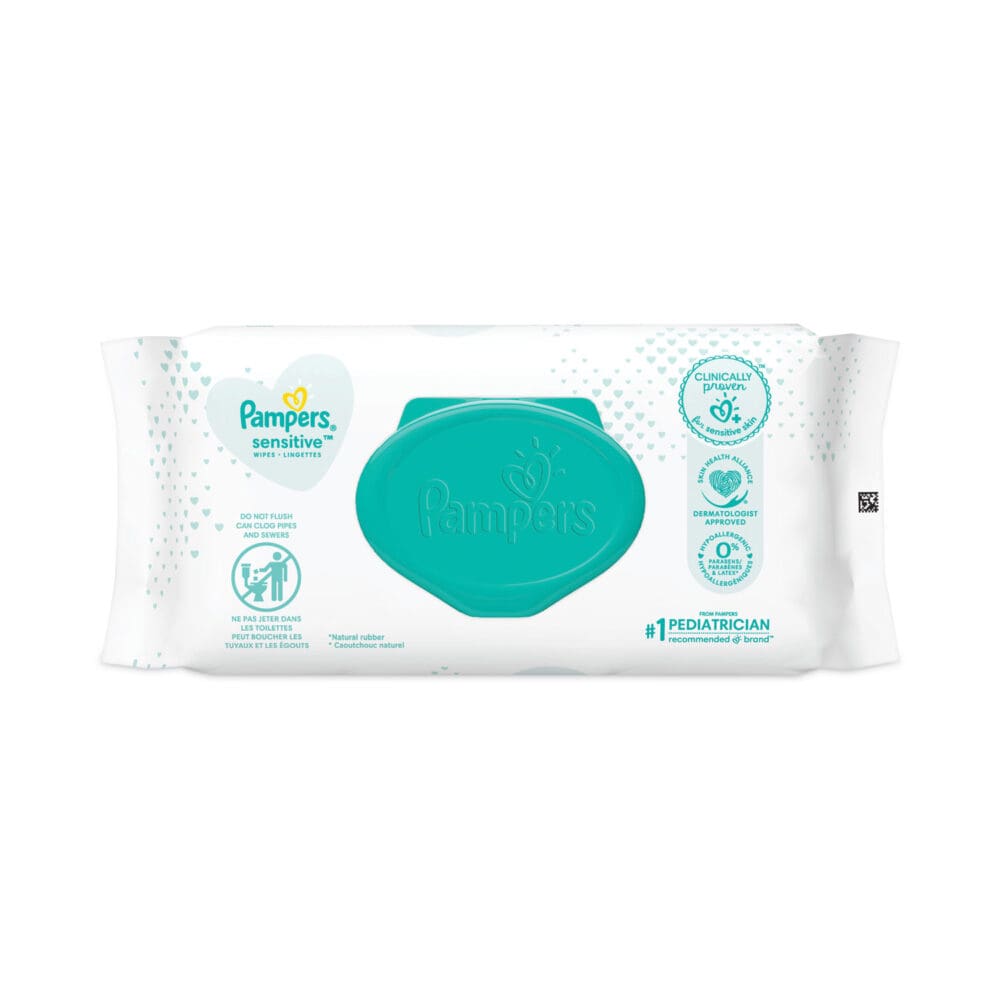 Sensitive Baby Wipes, 1-Ply, 6.8 x 7,  Unscented, White, 56/Pack - Image 11