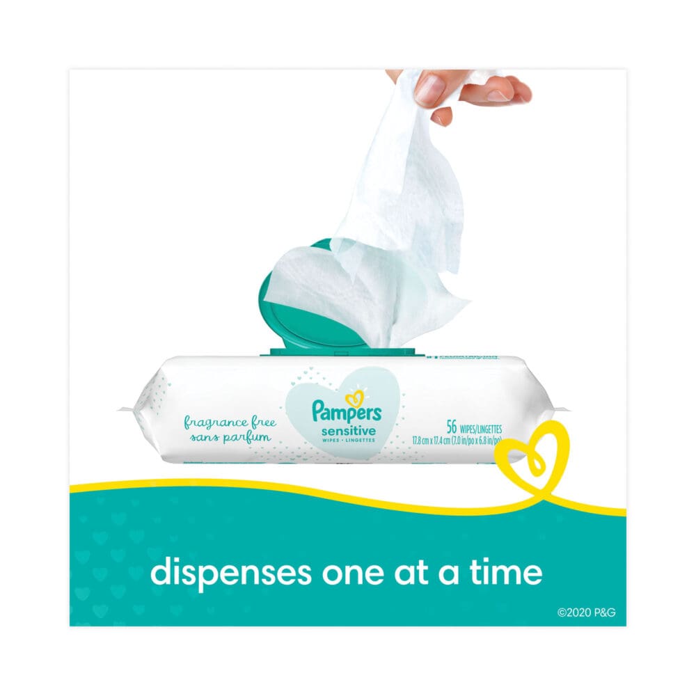 Sensitive Baby Wipes, 1-Ply, 6.8 x 7, Unscented, White, 56/Pack, 8 Packs/Carton - Image 8