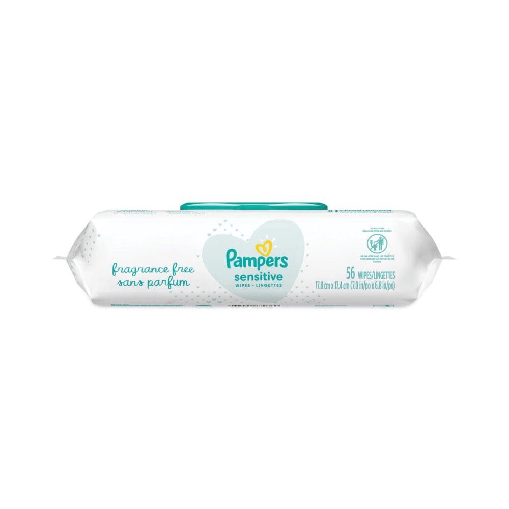 Sensitive Baby Wipes, 1-Ply, 6.8 x 7, Unscented, White, 56/Pack, 8 Packs/Carton - Image 2