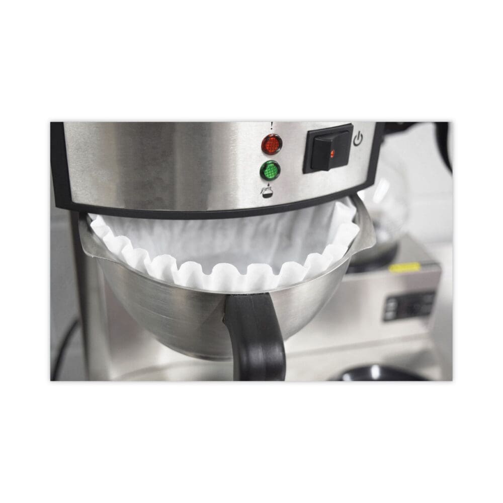Basket Filters for Drip Coffeemakers, 10 to 12 Cup Size, White, 200/Pack - Image 3