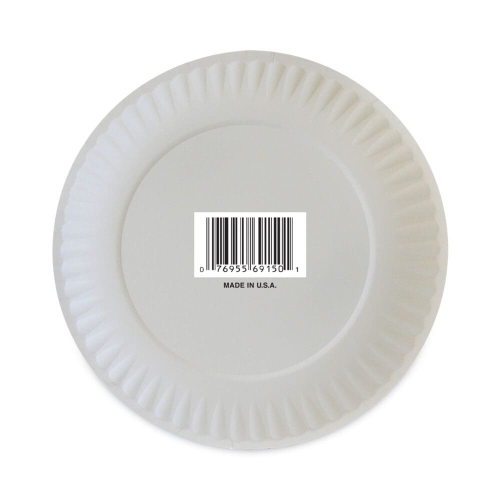 Coated Paper Plates, 6" dia, White, 100/Pack, 12 Packs/Carton - Image 3