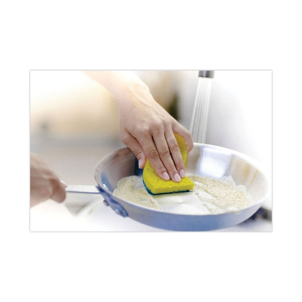 Heavy-Duty Scrub Sponge, 4.5 x 2.7, 0.6" Thick, Yellow/Green, 6/Pack - Image 14
