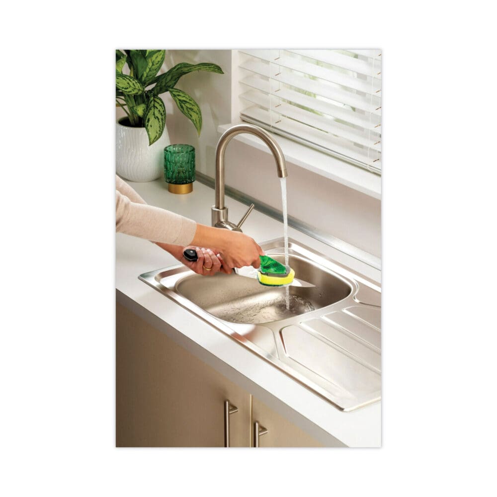 Soap-Dispensing Dishwand Sponge Refills, 2.9 x 2.2, Green, 2/Pack - Image 12