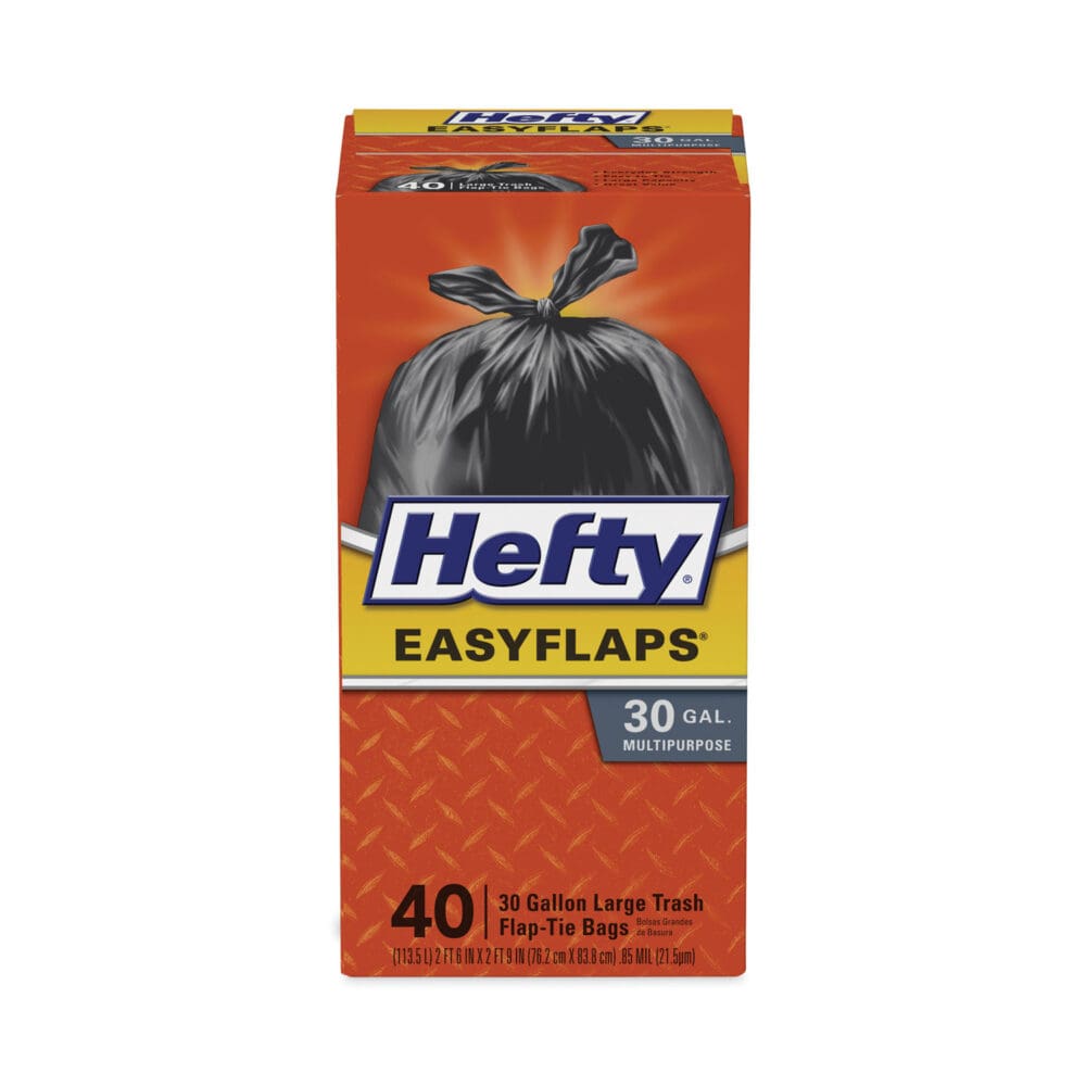 Easy Flaps Trash Bags, 30 gal, 1.05 mil, 30" x 33", Black, 40/Box - Image 5