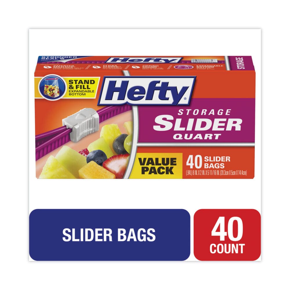 Slider Bags, 1 qt, 1.5 mil, 8" x 7", Clear, 40/Box - Image 3
