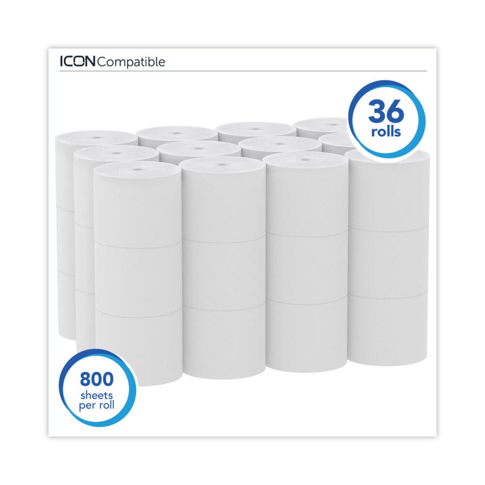 Essential Extra Soft Coreless Standard Roll Bath Tissue, Septic Safe, 2-Ply, White, 800 Sheets/Roll, 36 Rolls/Carton - Image 6