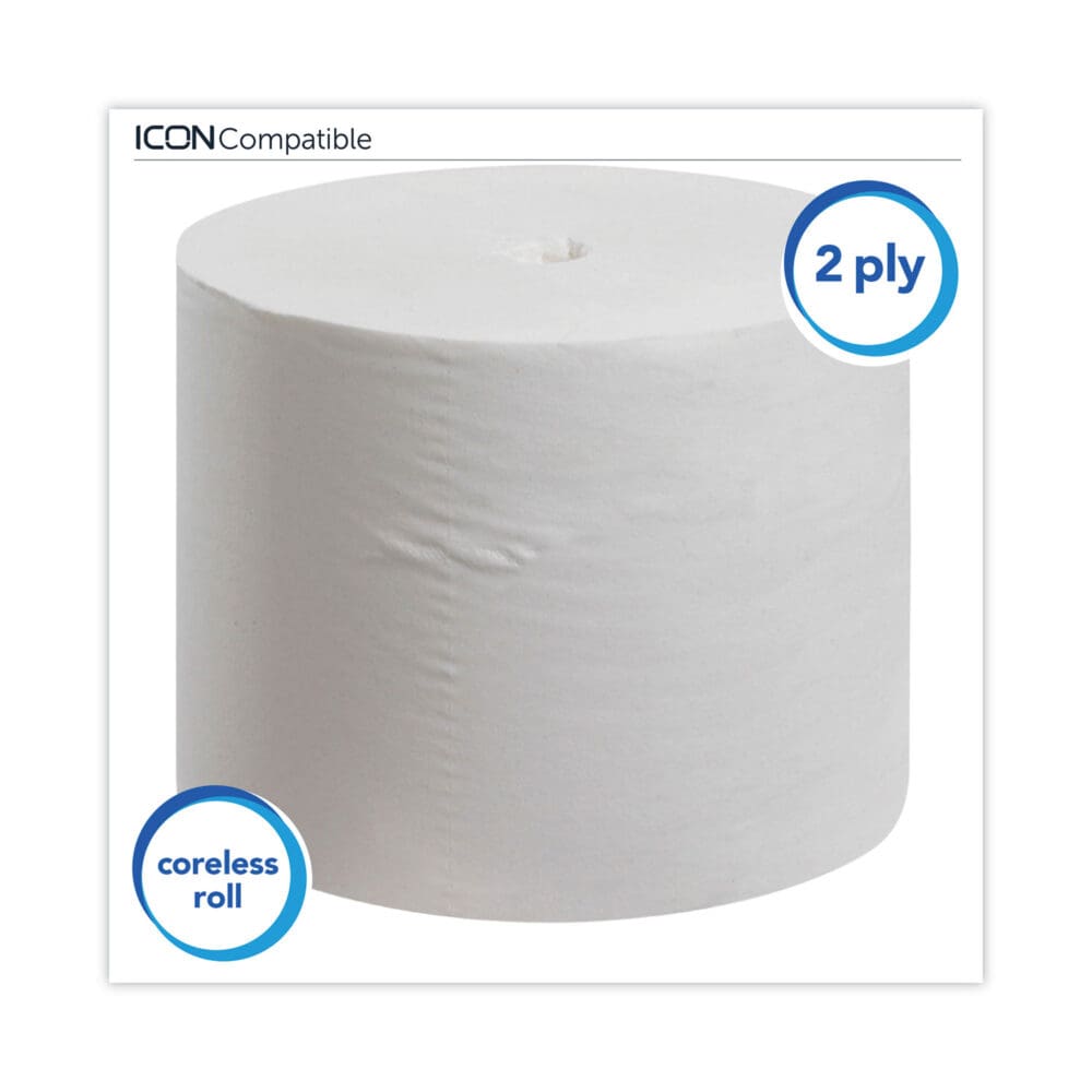 Essential Extra Soft Coreless Standard Roll Bath Tissue, Septic Safe, 2-Ply, White, 800 Sheets/Roll, 36 Rolls/Carton - Image 2