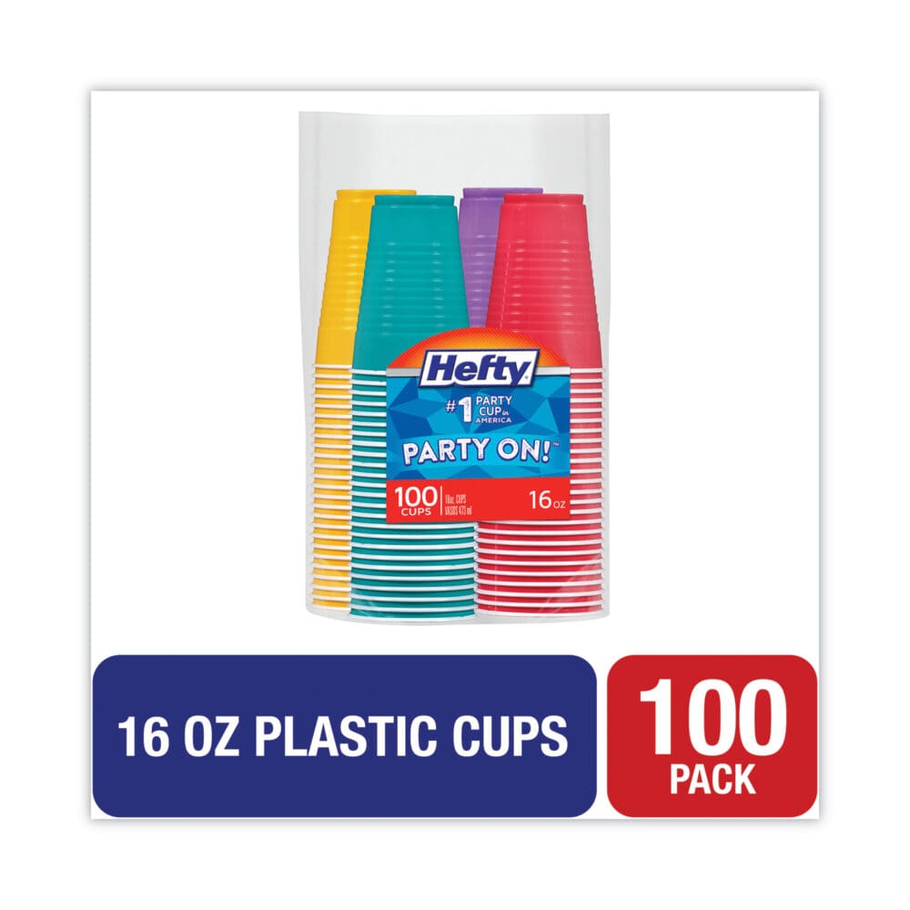 Easy Grip Disposable Plastic Party Cups, 16 oz, Assorted Colors, 100/Pack - Image 5