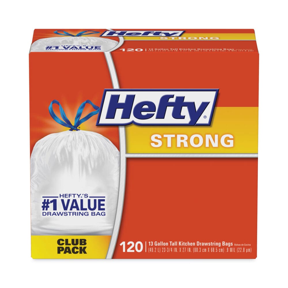 Strong Tall Kitchen Drawstring Bags, 13 gal, 0.9 mil, 23.75" x 27", White, 90/Box - Image 4