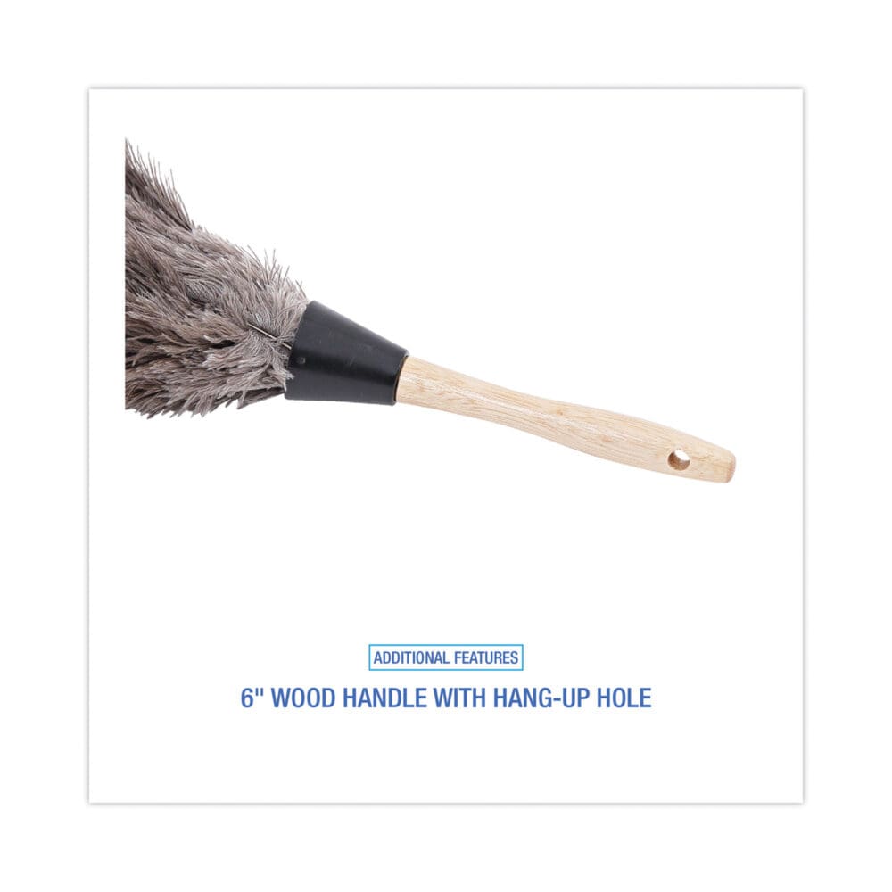 Professional Ostrich Feather Duster, Gray, 14" Length, 6" Handle - Image 2