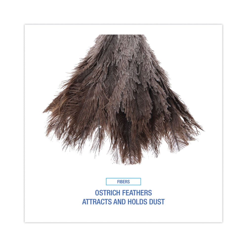 Professional Ostrich Feather Duster, Gray, 14" Length, 6" Handle - Image 3