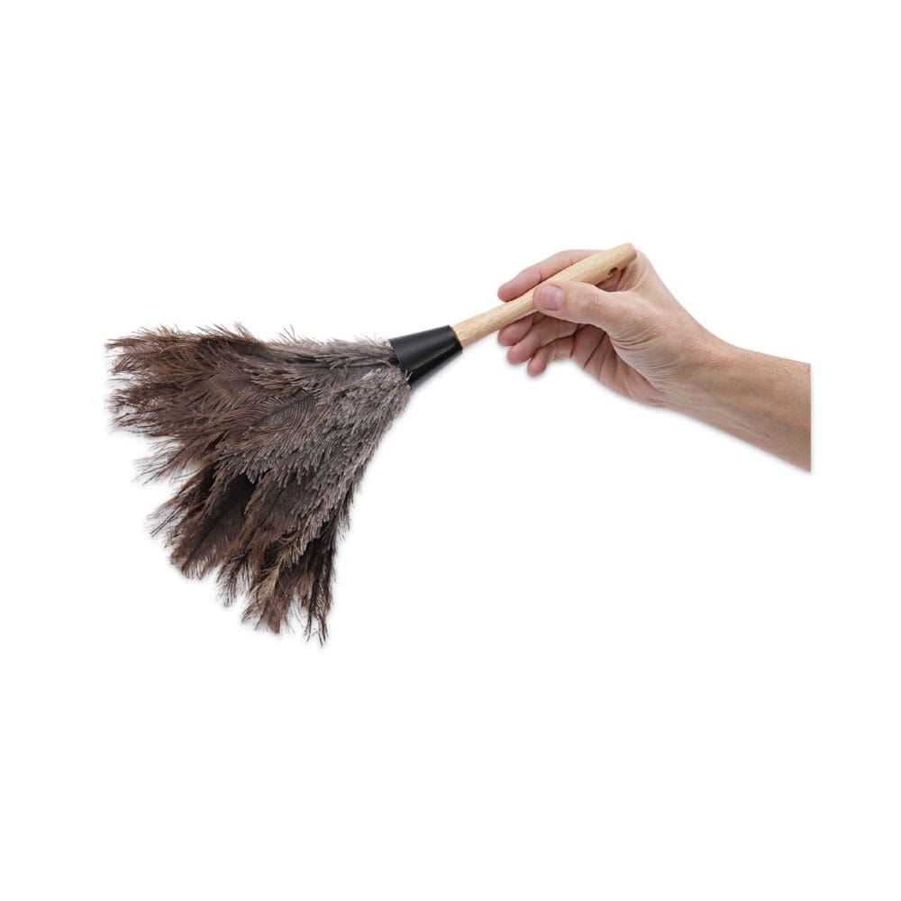 Professional Ostrich Feather Duster, Gray, 14" Length, 6" Handle - Image 5
