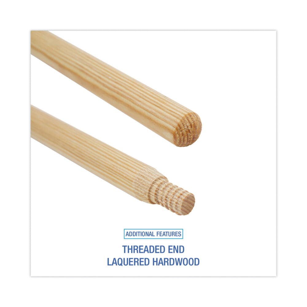 Heavy-Duty Threaded End Lacquered Hardwood Broom Handle, 1.13" dia x 60", Natural - Image 2